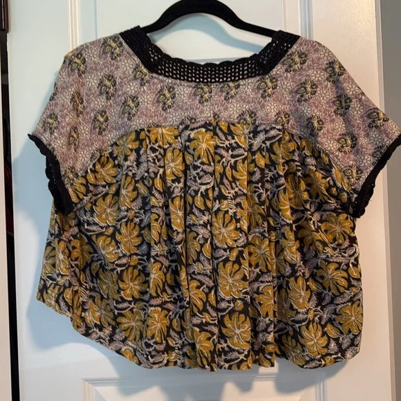 Free People Leilani Mixed-Print Floral Cropped Top - Picture 7 of 9